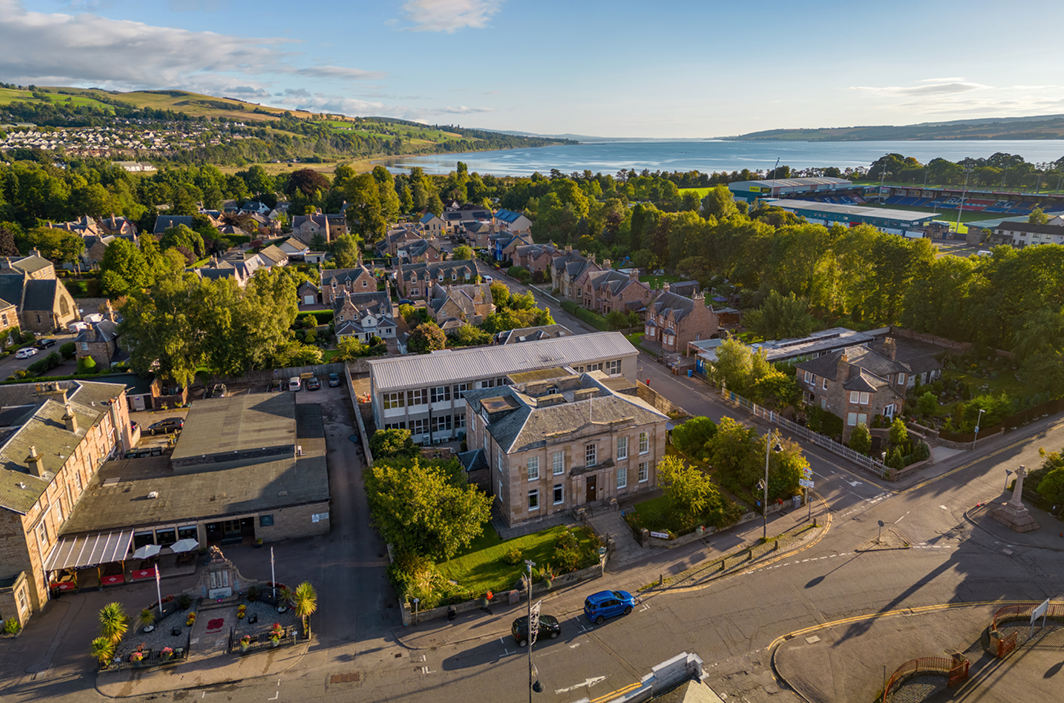 Aerial image of HTC building in Dingwall Aerial image of HTC building in Dingwall