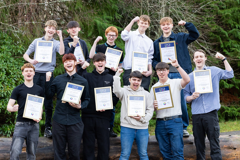 A group of students cheering