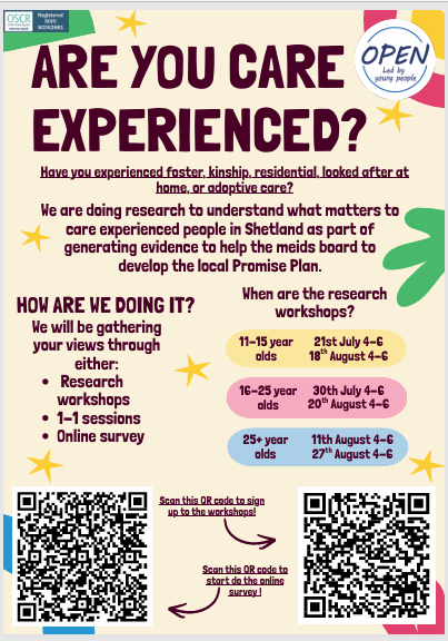 OPEN research poster looking for care experienced individuals OPEN research poster looking for care experienced individuals