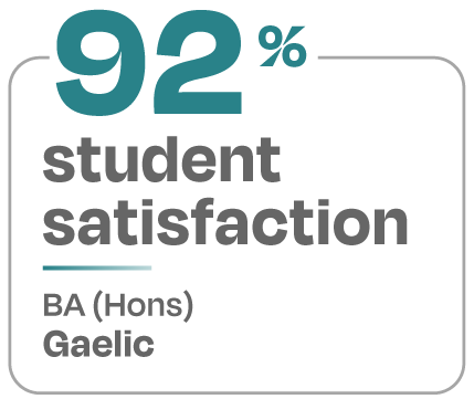 92 percent student satisfaction BA Hons Gaelic 92 percent student satisfaction BA Hons Gaelic