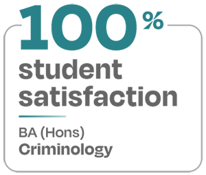 100 percent student satisfaction BA Hons Criminology