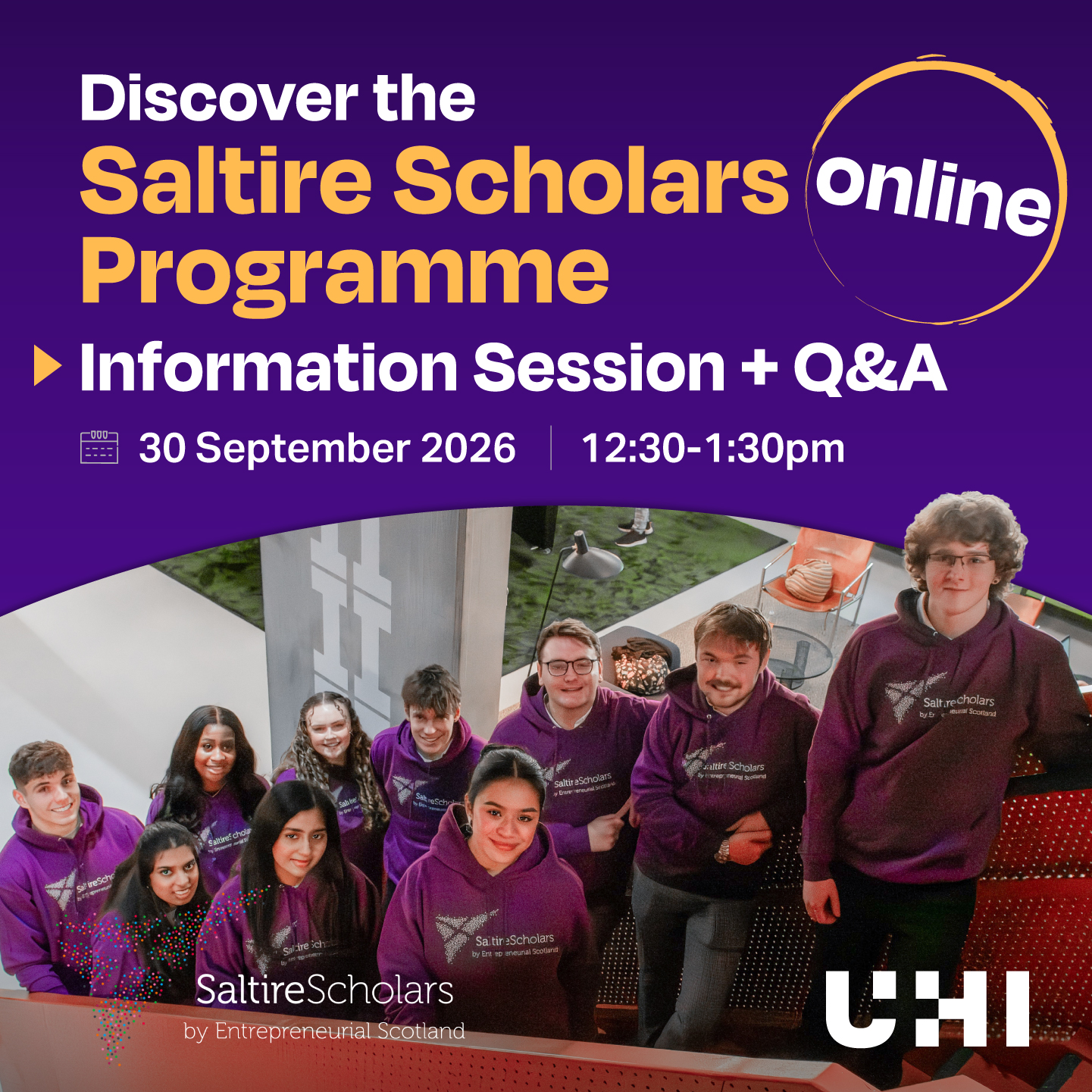 Discover Saltire Scholars Programme Online Information Session plus Q and A | 30 September 2026 1230-130pm