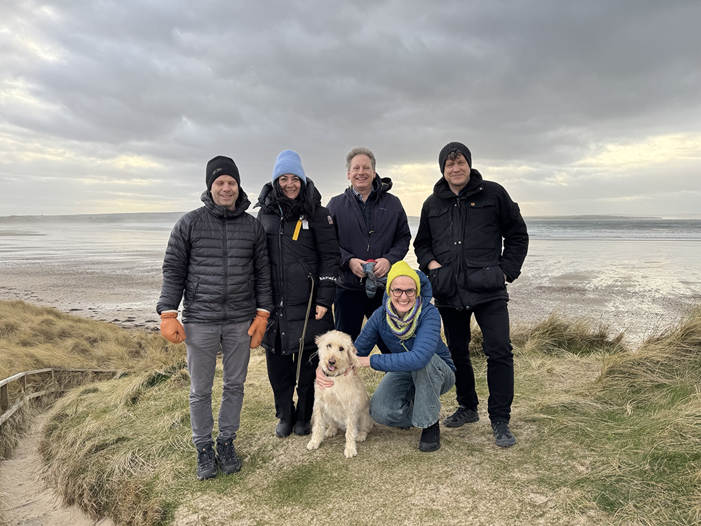 University of Uppsala delegates exploring Dunnet beach in Caithness.