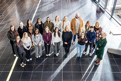 Jenni Minto, Minister for Public Health and Women’s Health, meets optometry staff and students during a visit to UHI House, Inverness.