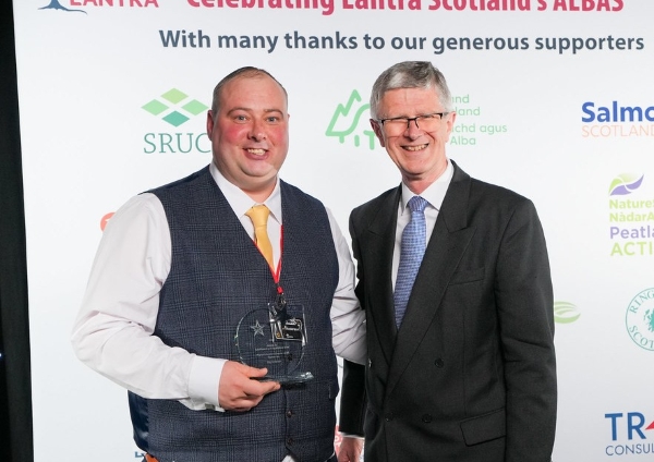 Higher Education SCQF Level 9 (BSc) Runner-up Billy Anderson with David Llewellyn Lantra Chair