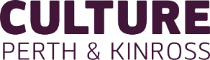 Plum coloured text on white background reads Culture Perth and Kinross