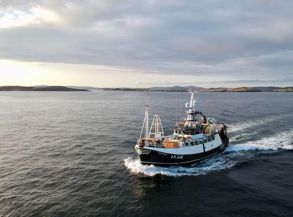 A photograph of a trawler