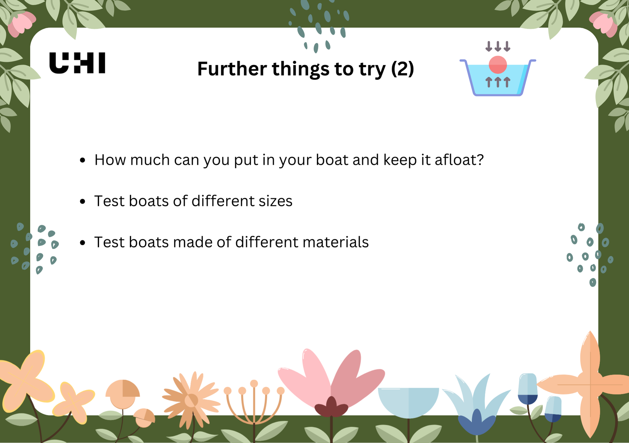 Maths Week Scotland 2025 activity - Forces - Floating further activity Maths Week Scotland 2025 activity - Forces - Floating further activity