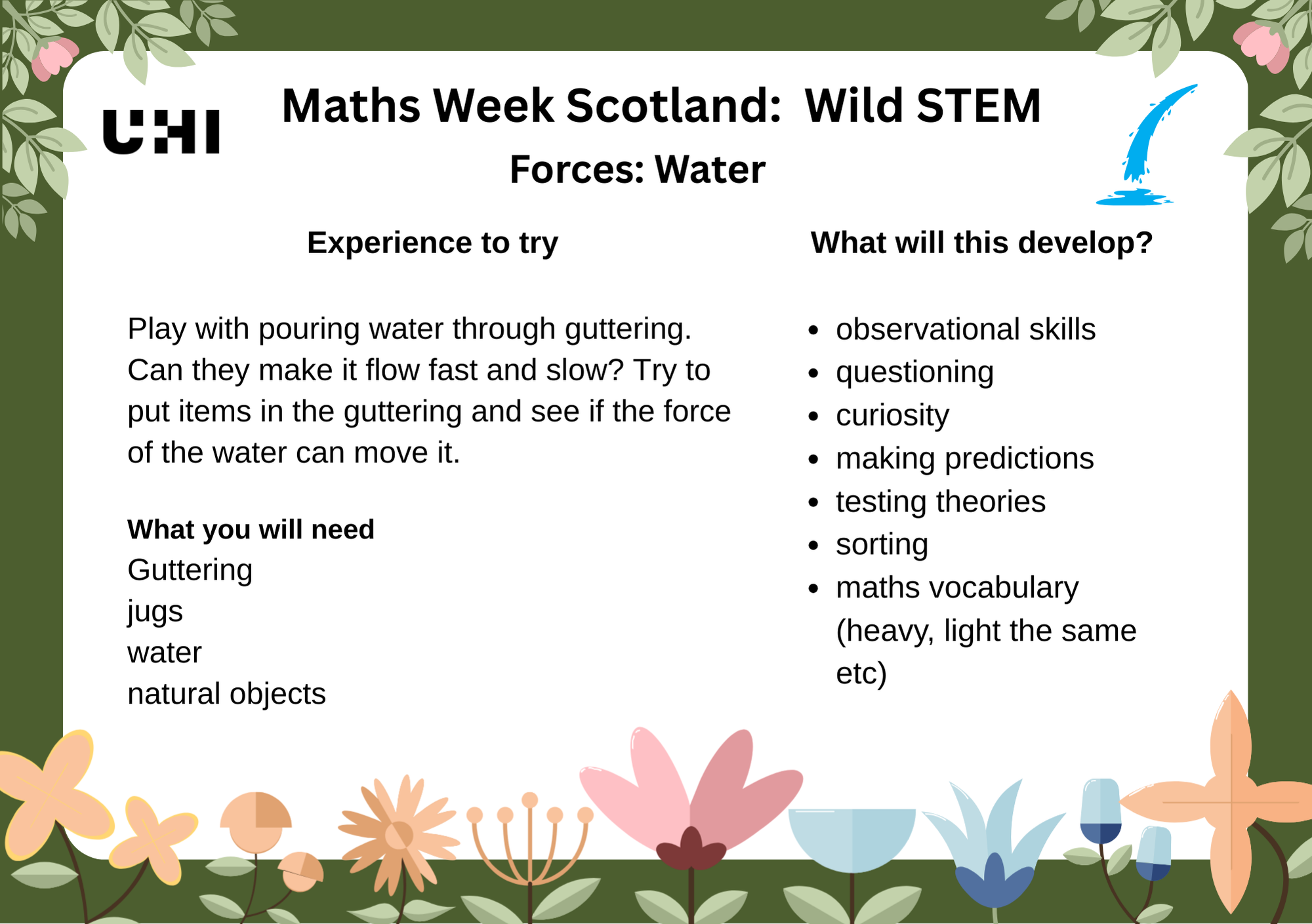 Maths Week Scotland 2025 activity - Forces - Water activity Maths Week Scotland 2025 activity - Forces - Water activity