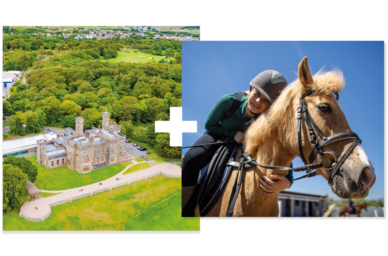 Collage of 2 | North, West and Hebrides Stornoway campus | Student on a horse