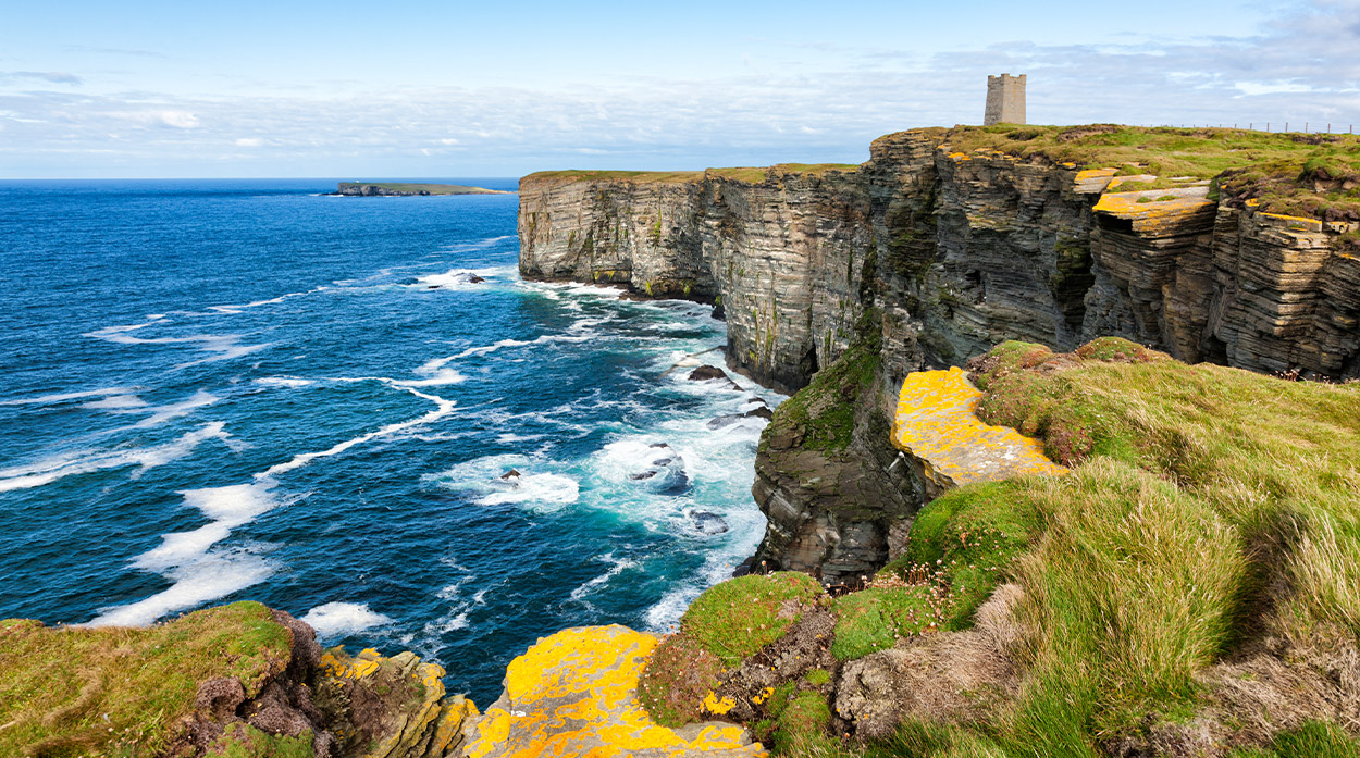 Dramatic cliffs off the coast of Orkney