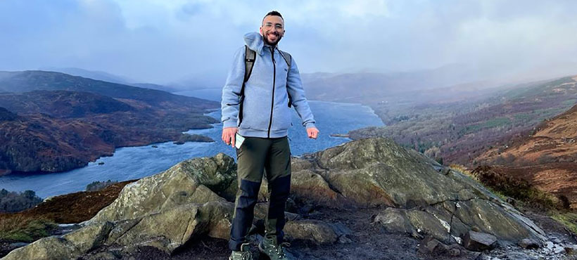 Abdalla enjoying a day of hiking out in the Scottish mountains