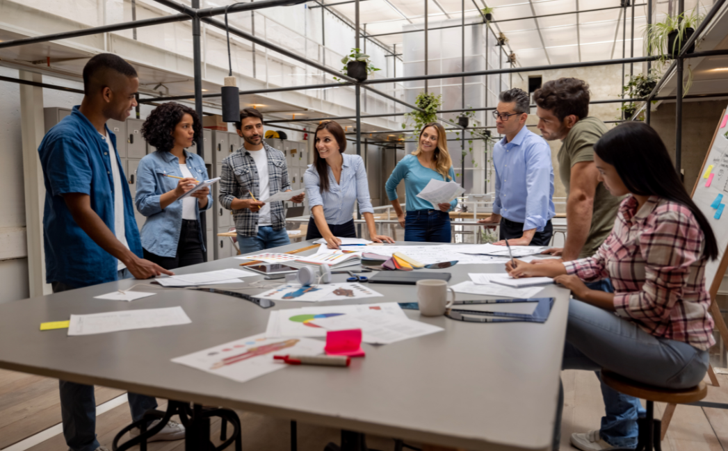 People in an office having a meeting