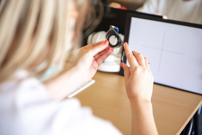 Close up of optometry classroom