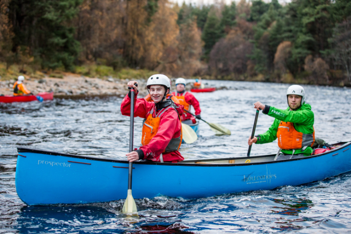Students in a kayak