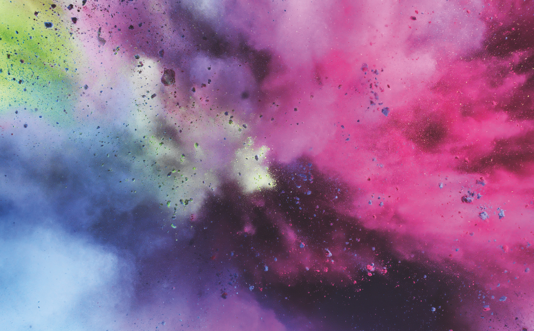 Explosion of colourful powder